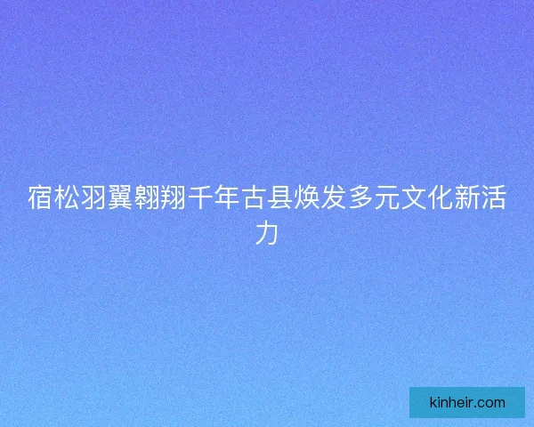 宿松羽翼翱翔千年古县焕发多元文化新活力